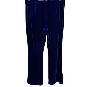 Shasha Collection Vintage Blue Velvet Womens Back Zip Flat Front Wide Leg Pant L